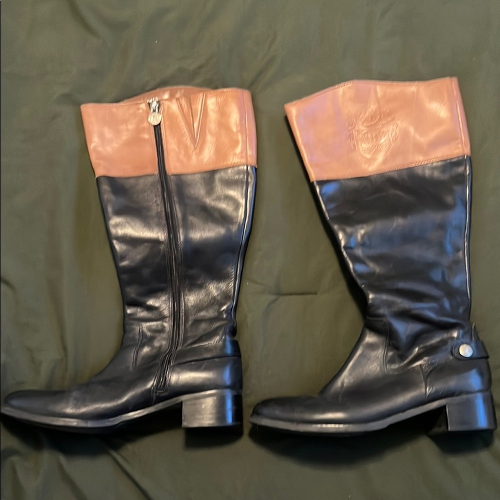 Black and Tan Leather Riding Boots